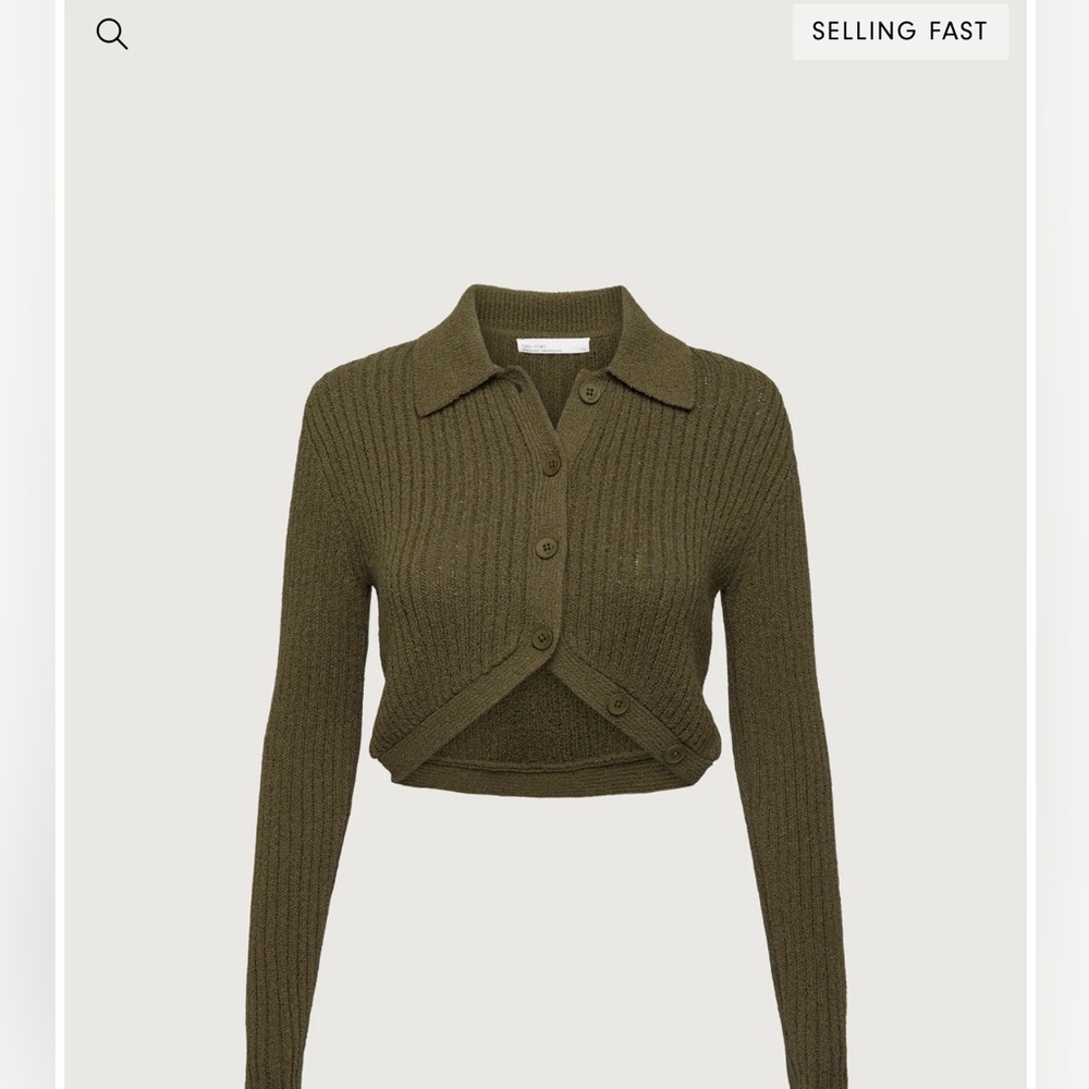 OAK + FORT Olive Ribbed Women's Cardigan